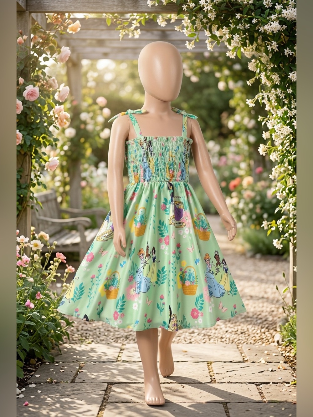Disney Princess Tiana/Cinderella/Snow White Smocked Dress Green NWT 4T